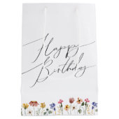 Colorful Wildflower Happy Birthday Medium Cadeauzakje (Achterkant)