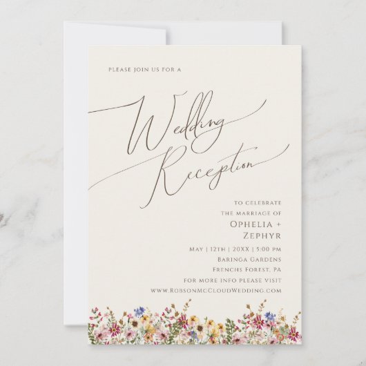 Colorful Wildflower Meadow Beige Weddenschappen Re Kaart (Voorkant)