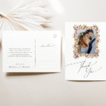 Colorful Wildflower Meadow Foto Weduwnaar Hartelij Briefkaart<br><div class="desc">Deze kleurrijke wildbloem-weide foto-bruiloft dank je dat je briefkaart perfect is voor je eenvoudige, grillige boho-regenboogbruiloft. De heldere, betoverde roze, gele, oranje en goudkleurige floralen geven dit product het gevoel van een minimalistische elegante hippietuin. Het moderne ontwerp is artsachtig en delicaat, en toont een klassiek, rijk weide in de waterverf....</div>