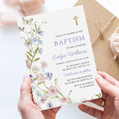 Colorful Wildflower Meadow Girl Baptism  Kaart