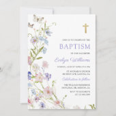 Colorful Wildflower Meadow Girl Baptism  Kaart (Voorkant)