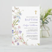 Colorful Wildflower Meadow Girl Baptism  Kaart (Staand voorkant)