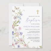 Colorful Wildflower Meadow Girl Baptism  Kaart (Voorkant)