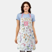 Colorful Wildflower Meadow Pattern Monogram Apron Schort (Gedragen)