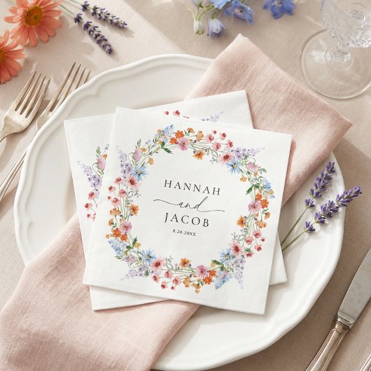 Colorful Wildflower Meadow Personalized Wedding  Servet