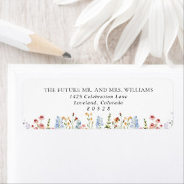 Colorful Wildflower Meadow Wedding Return Address Etiket