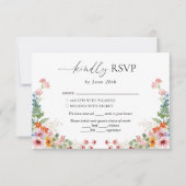Colorful Wildflower Meadow Wedding RSVP Kaartje (Voorkant)