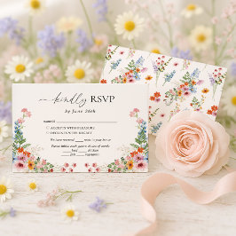 Colorful Wildflower Meadow Wedding RSVP Kaartje