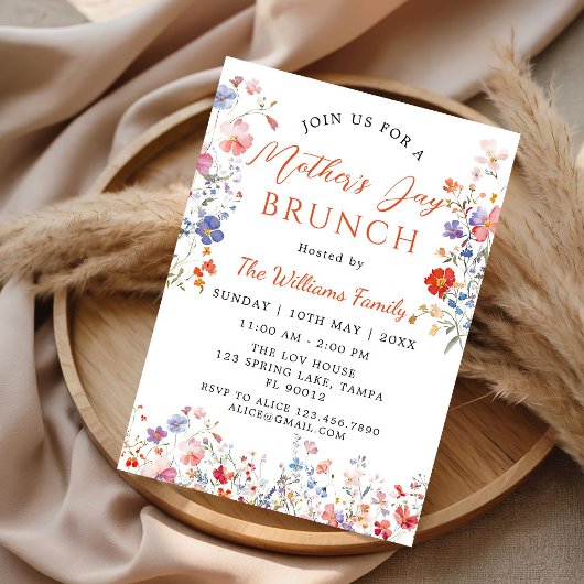 Colorful Wildflower Mother's Day Brunch Invitation Kaart