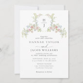 Colorful Wildflower QR Code Monogram Wedding Kaart (Voorkant)