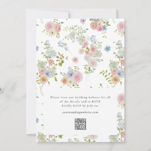 Colorful Wildflower QR Code Monogram Wedding Kaart (Achterkant)