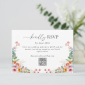 Colorful Wildflower QR Code Wedding RSVP Kaartje (Staand voorkant)