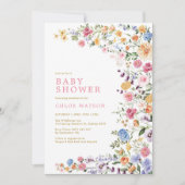 Colorful Wildflower Spring Garden Girl Baby shower Kaart (Voorkant)