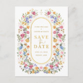 Colorful Wildflower Spring Meadow Save the Date Aankondigingskaart (Voorkant)