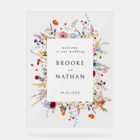 Colorful Wildflower Weddenschap Acryl Bord (Voorkant)