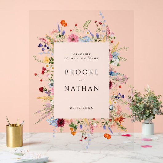 Colorful Wildflower Weddenschap Acryl Bord (Huwelijk)