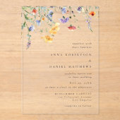 Colorful Wildflower Wedding Acryl Uitnodigingen (Voorkant)