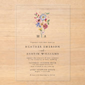 Colorful Wildflower Wedding Acryl Uitnodigingen (Voorkant)