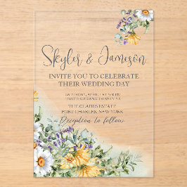 Colorful Wildflower Wedding Acryl Uitnodigingen