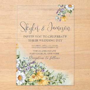 Colorful Wildflower Wedding Acryl Uitnodigingen