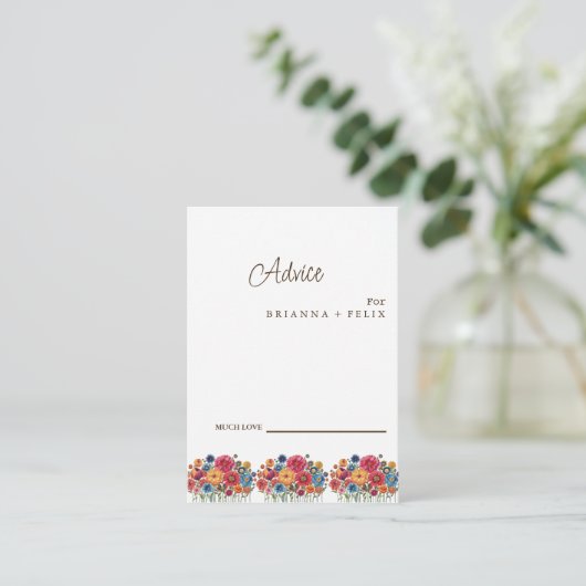 Colorful Wildflower Wedding Advice Card Advieskaart (Staand voorkant)