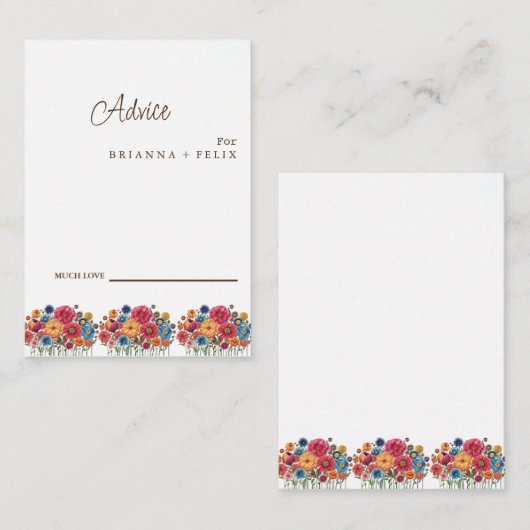Colorful Wildflower Wedding Advice Card Advieskaart (Voorkant / Achterkant)