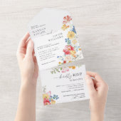 Colorful Wildflower Wedding All In One Uitnodiging (Afscheurbaar)