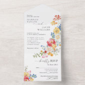 Colorful Wildflower Wedding All In One Uitnodiging (Binnen)