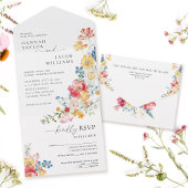Colorful Wildflower Wedding All In One Uitnodiging
