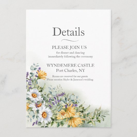 Colorful Wildflower Wedding Informatiekaartje (Voorkant)