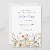 Colorful Wildflower Wedding Invitation Kaart (Voorkant)