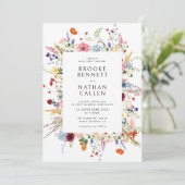 Colorful Wildflower Wedding Kaart (Staand voorkant)