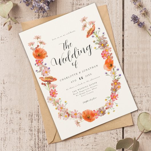 Colorful Wildflower Wedding Kaart