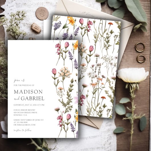 Colorful Wildflower Wedding Kaart
