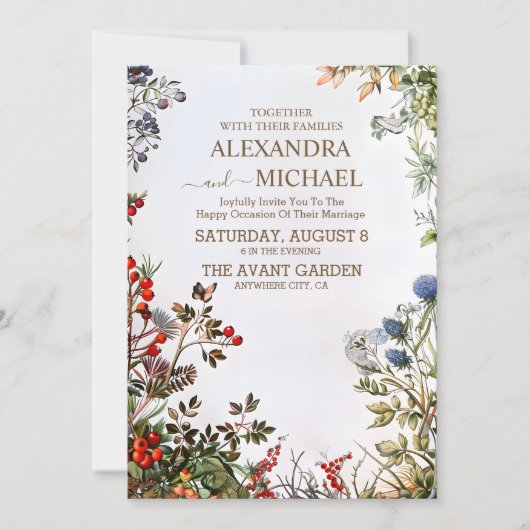 Colorful Wildflower Wedding Kaart (Voorkant)