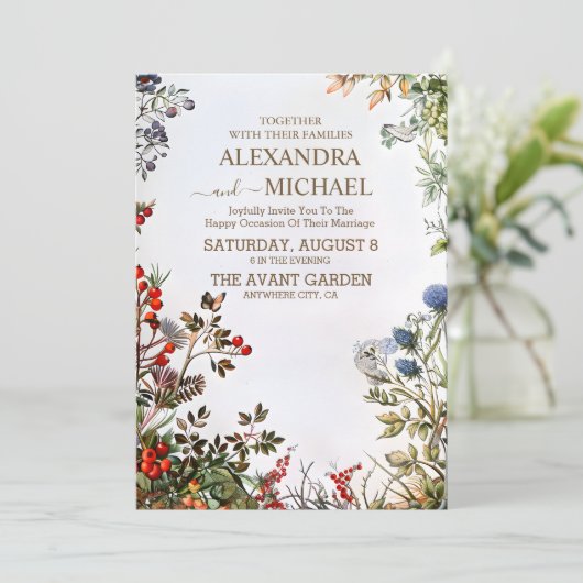 Colorful Wildflower Wedding Kaart (Staand voorkant)