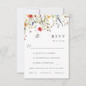 Colorful Wildflower Wedding Meal Choice RSVP Card (Voorkant)