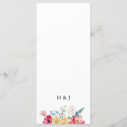 Colorful Wildflower Wedding Menu (Achterkant)