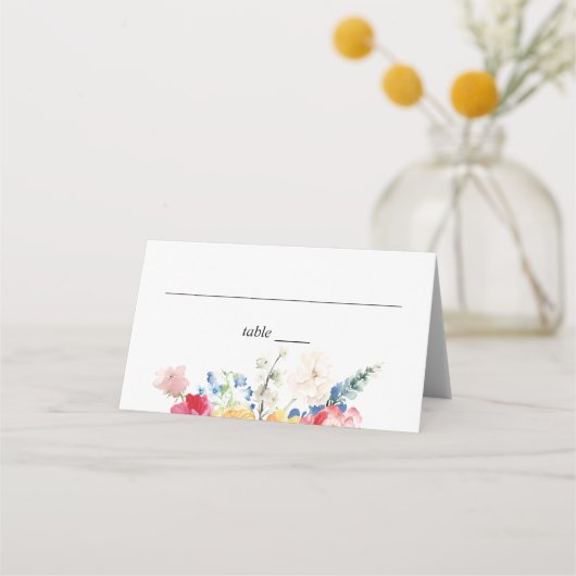 Colorful Wildflower Wedding Plaatskaartje (Voorkant)