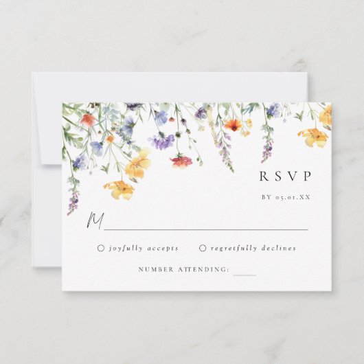 Colorful Wildflower Wedding RSVP Card Kaartje (Voorkant)