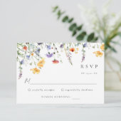 Colorful Wildflower Wedding RSVP Card Kaartje (Staand voorkant)