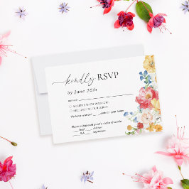 Colorful Wildflower Wedding RSVP Kaartje