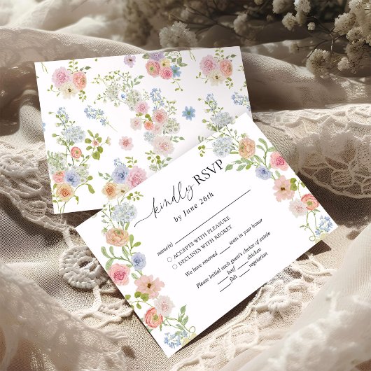 Colorful Wildflower Wedding RSVP Kaartje
