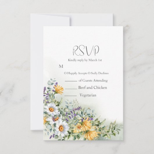 Colorful Wildflower Wedding RSVP Kaartje (Voorkant)