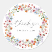 Colorful Wildflower Wedding Thank You Favor Ronde Sticker (Voorkant)