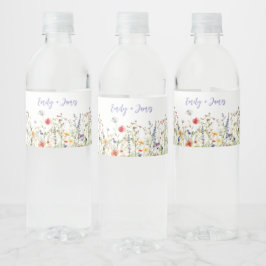 Colorful Wildflower Wedding Waterfles Etiket