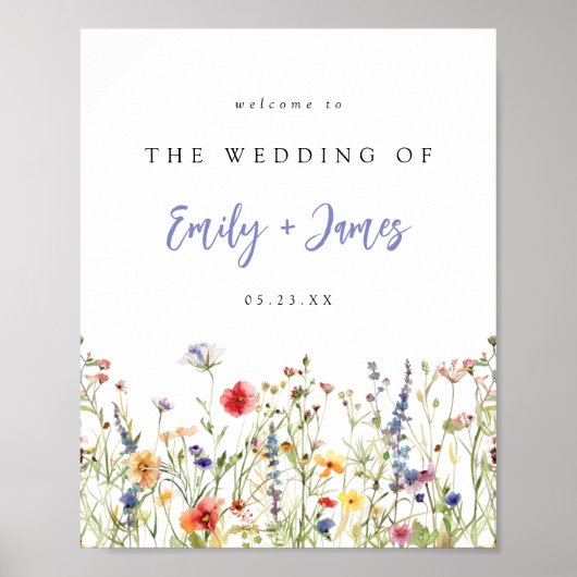 Colorful Wildflower Wedding Welcome Poster (Voorkant)