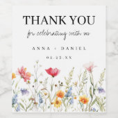 Colorful Wildflower Wedding Wijn Etiket (Enkel label)