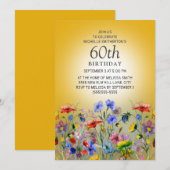 Colorful Wildflower Yellow Sunshine 60th Birthday Kaart (Voorkant / Achterkant)