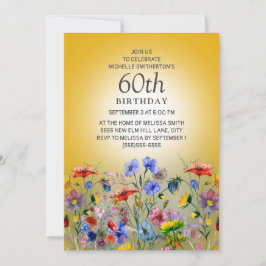 Colorful Wildflower Yellow Sunshine 60th Birthday Kaart